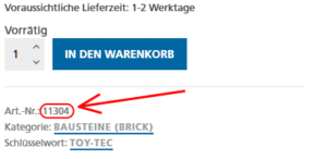 Wo finde ich die Artikelnummer?
